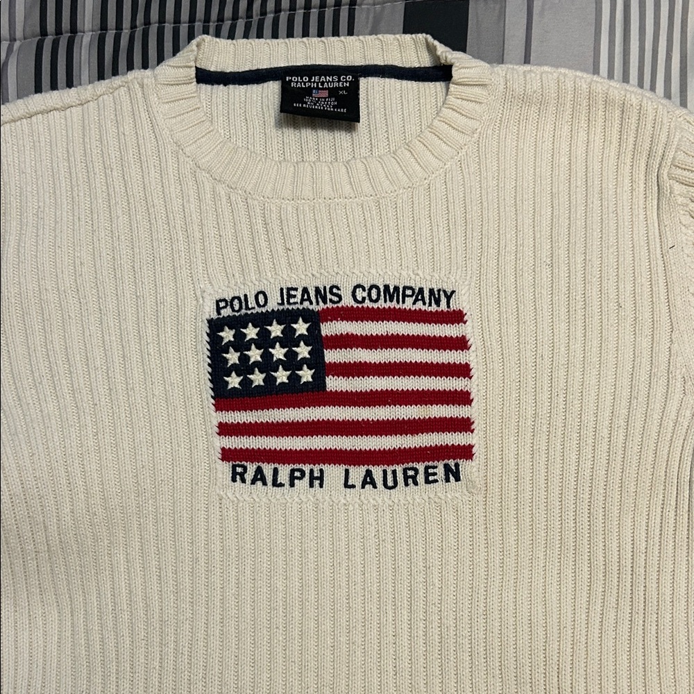 Ralph Lauren Black Label Cream Flag Sweater